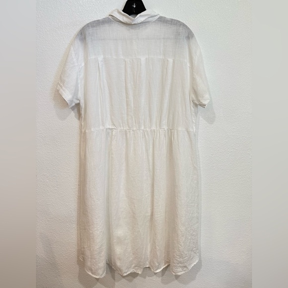 Eileen Fisher Irish Linen Button Down Shirt MiniDress Women’s Size Medium Petite - Picture 3 of 4